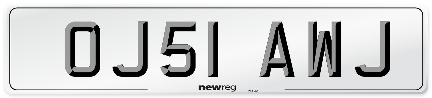 OJ51 AWJ Number Plate from New Reg